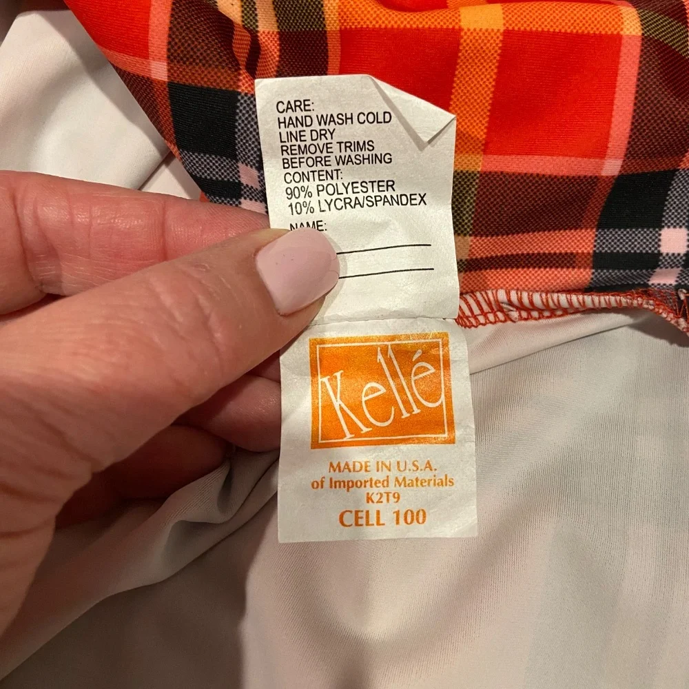 Kellé Plaid Jacket – Orange, Red & Blue, Puffy Shoulder, Child Large